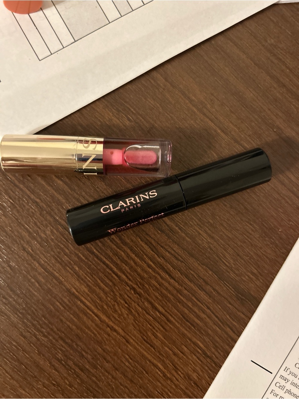 New. Clarins Mascara and Lipstick & Gloss Duo in Pink and Gold